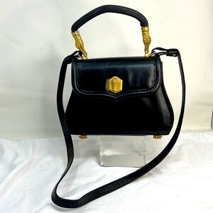 Barry Kieselstein Cord Black Leather 1990 Trophy Bag with Shoulder Strap